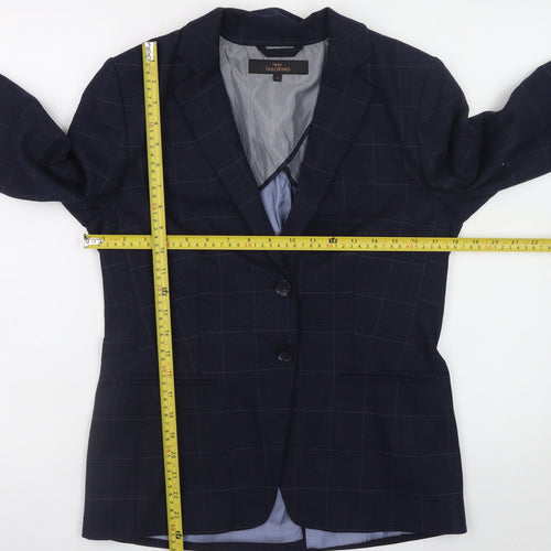 Next Women's Navy Checked Wool Blend Tailored Blazer Size 10