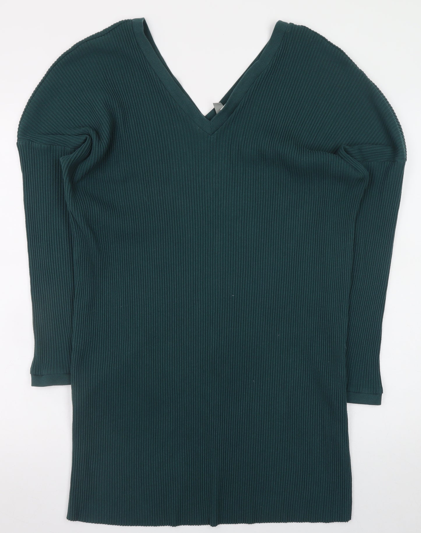 ASOS Women’s Green Size 12 V-Neck Ribbed Bodycon Knit Dress