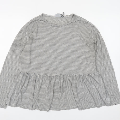 ASOS DESIGN Womens Grey Striped Tunic Blouse UK 10 Long Sleeve