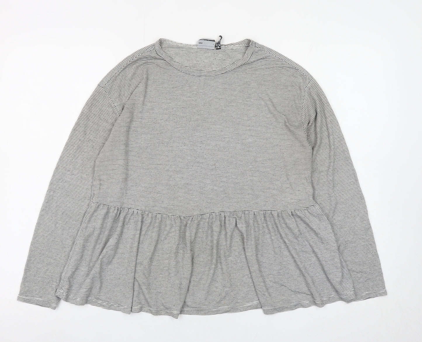 ASOS DESIGN Womens Grey Striped Tunic Blouse UK 10 Long Sleeve