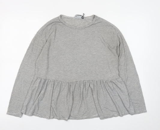ASOS DESIGN Womens Grey Striped Tunic Blouse UK 10 Long Sleeve