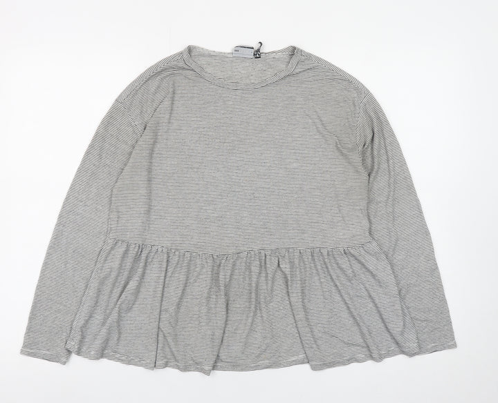 ASOS DESIGN Womens Grey Striped Tunic Blouse UK 10 Long Sleeve