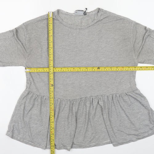 ASOS DESIGN Womens Grey Striped Tunic Blouse UK 10 Long Sleeve