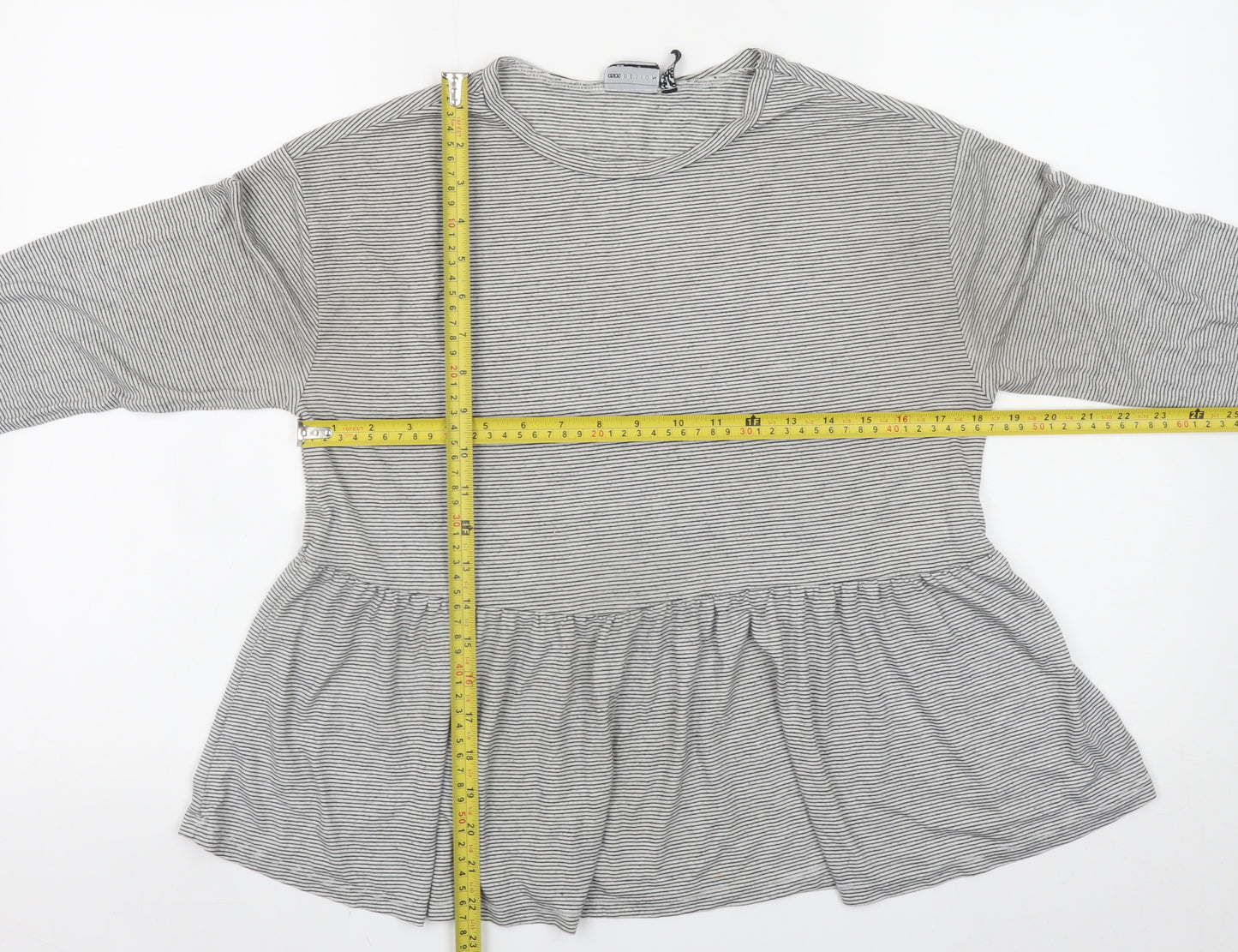 ASOS DESIGN Womens Grey Striped Tunic Blouse UK 10 Long Sleeve