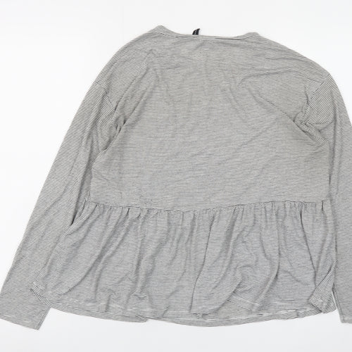 ASOS DESIGN Womens Grey Striped Tunic Blouse UK 10 Long Sleeve