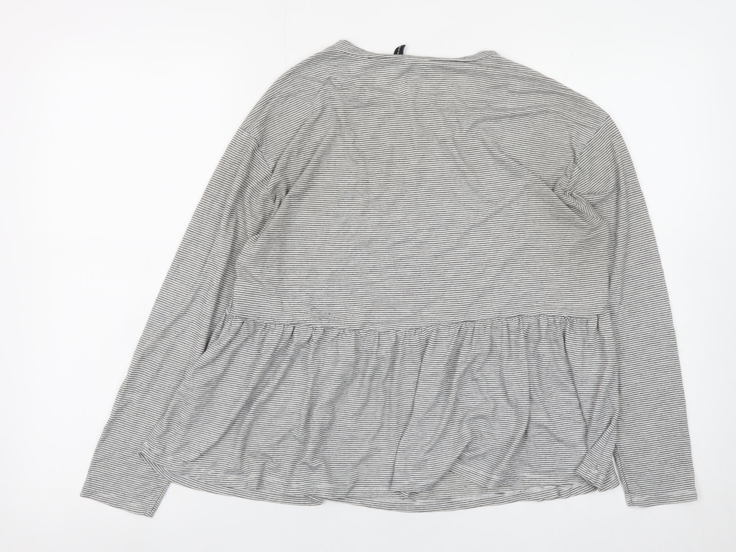ASOS DESIGN Womens Grey Striped Tunic Blouse UK 10 Long Sleeve