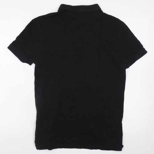 AllSaints Men's Black Cotton Polo Shirt Small Classic Fit