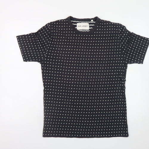 Our Legacy Womens Black Polka Dot Cotton T-Shirt Size 12