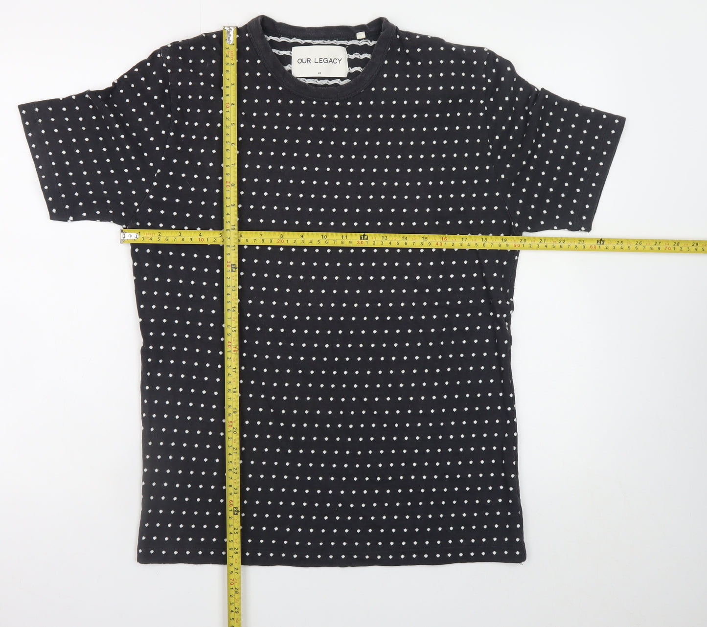 Our Legacy Womens Black Polka Dot Cotton T-Shirt Size 12
