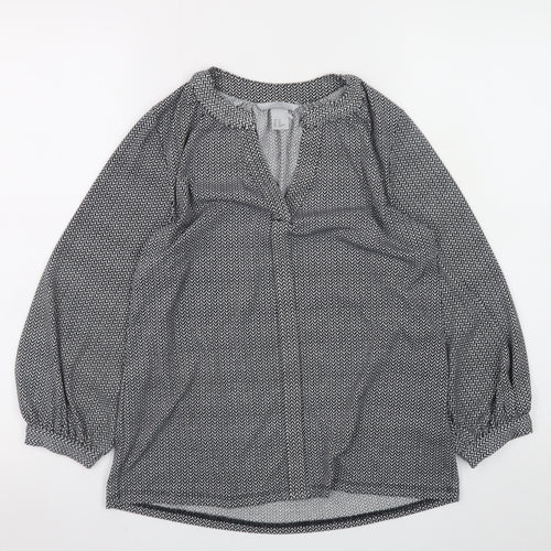 H&M Womens Black Geometric Tunic Blouse Size XS Long Sleeve