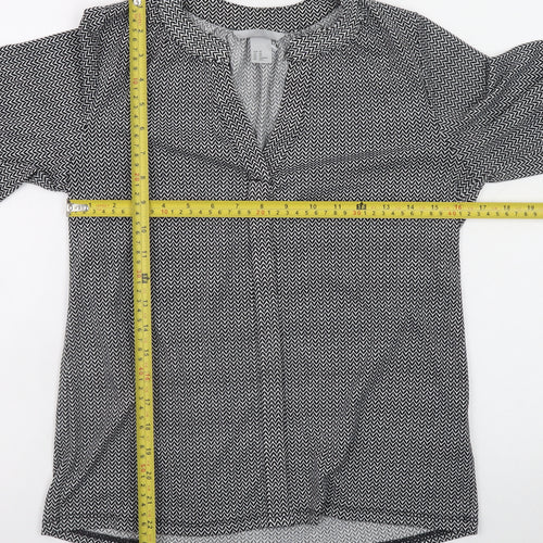 H&M Womens Black Geometric Tunic Blouse Size XS Long Sleeve