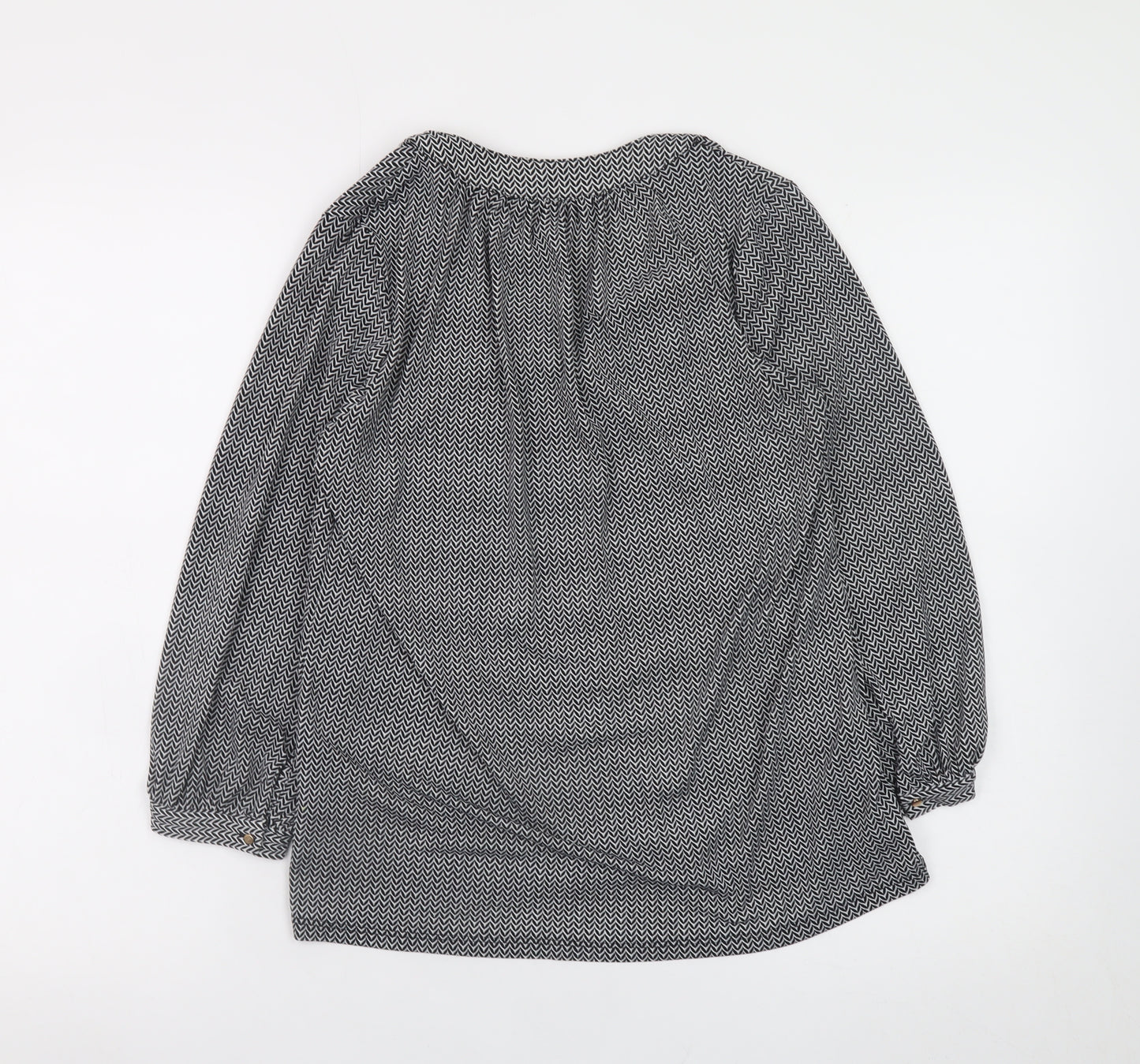 H&M Womens Black Geometric Tunic Blouse Size XS Long Sleeve