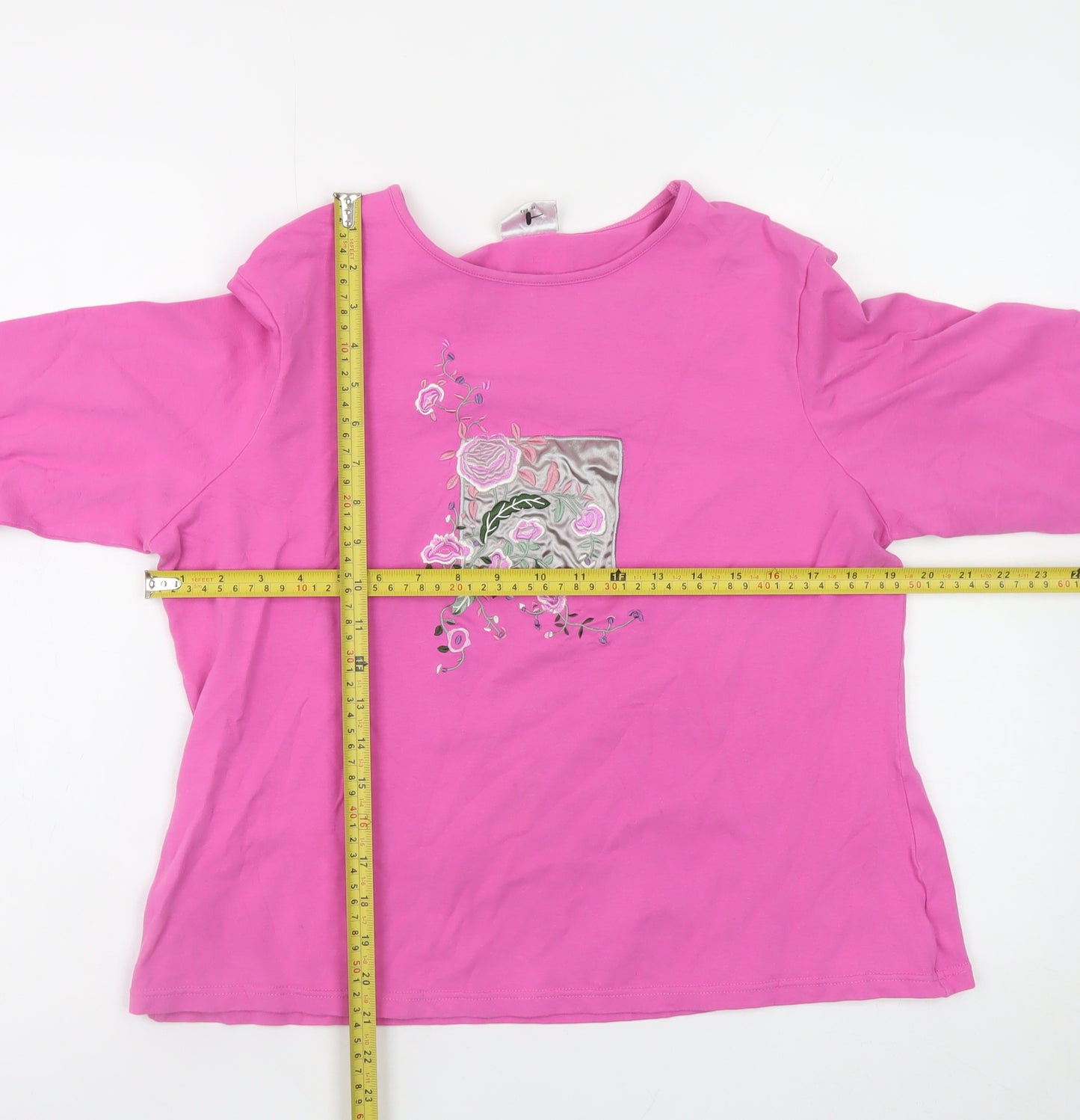 Next Girls Pink Long Sleeve Embroidered Floral Cotton T-Shirt Size 20