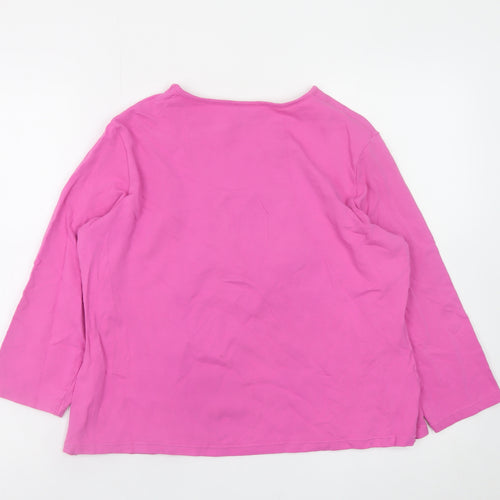 Next Girls Pink Long Sleeve Embroidered Floral Cotton T-Shirt Size 20