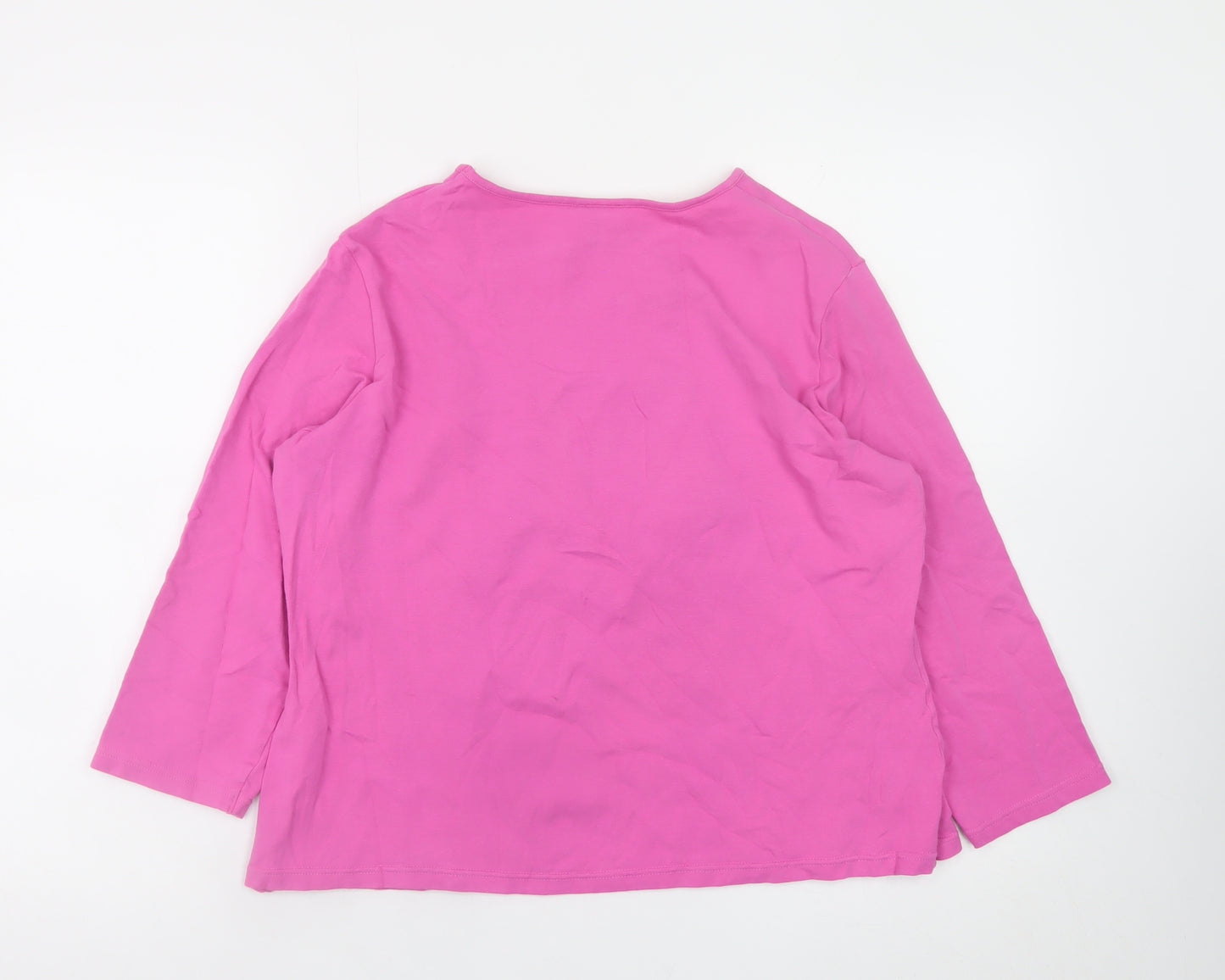 Next Girls Pink Long Sleeve Embroidered Floral Cotton T-Shirt Size 20
