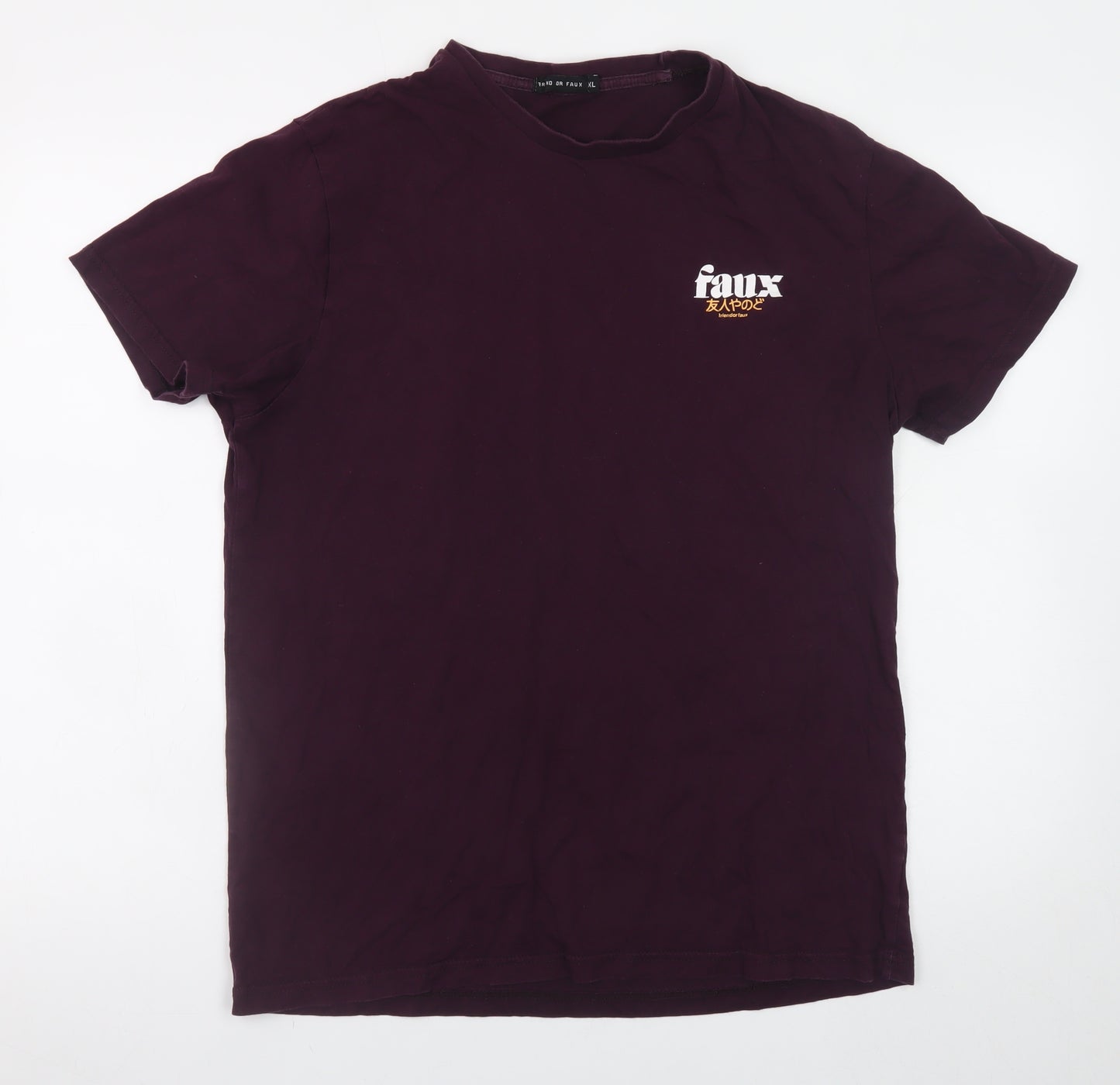 Friend or Faux Men's Purple Graphic Print XL Cotton T-Shirt