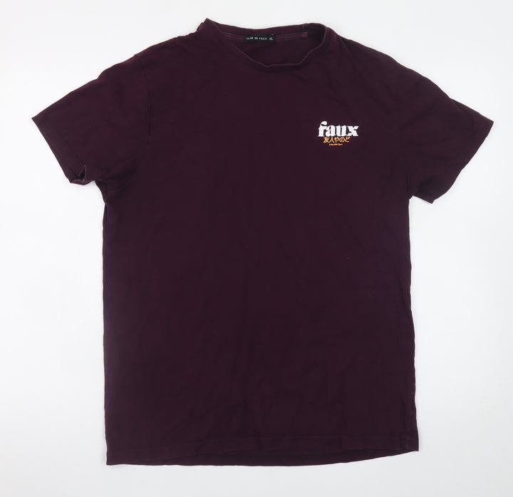 Friend or Faux Men's Purple Graphic Print XL Cotton T-Shirt