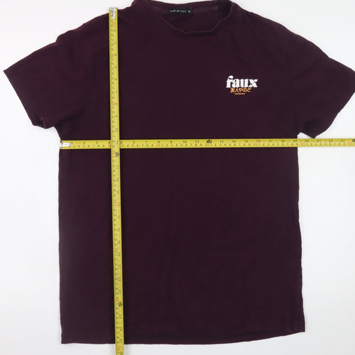 Friend or Faux Men's Purple Graphic Print XL Cotton T-Shirt