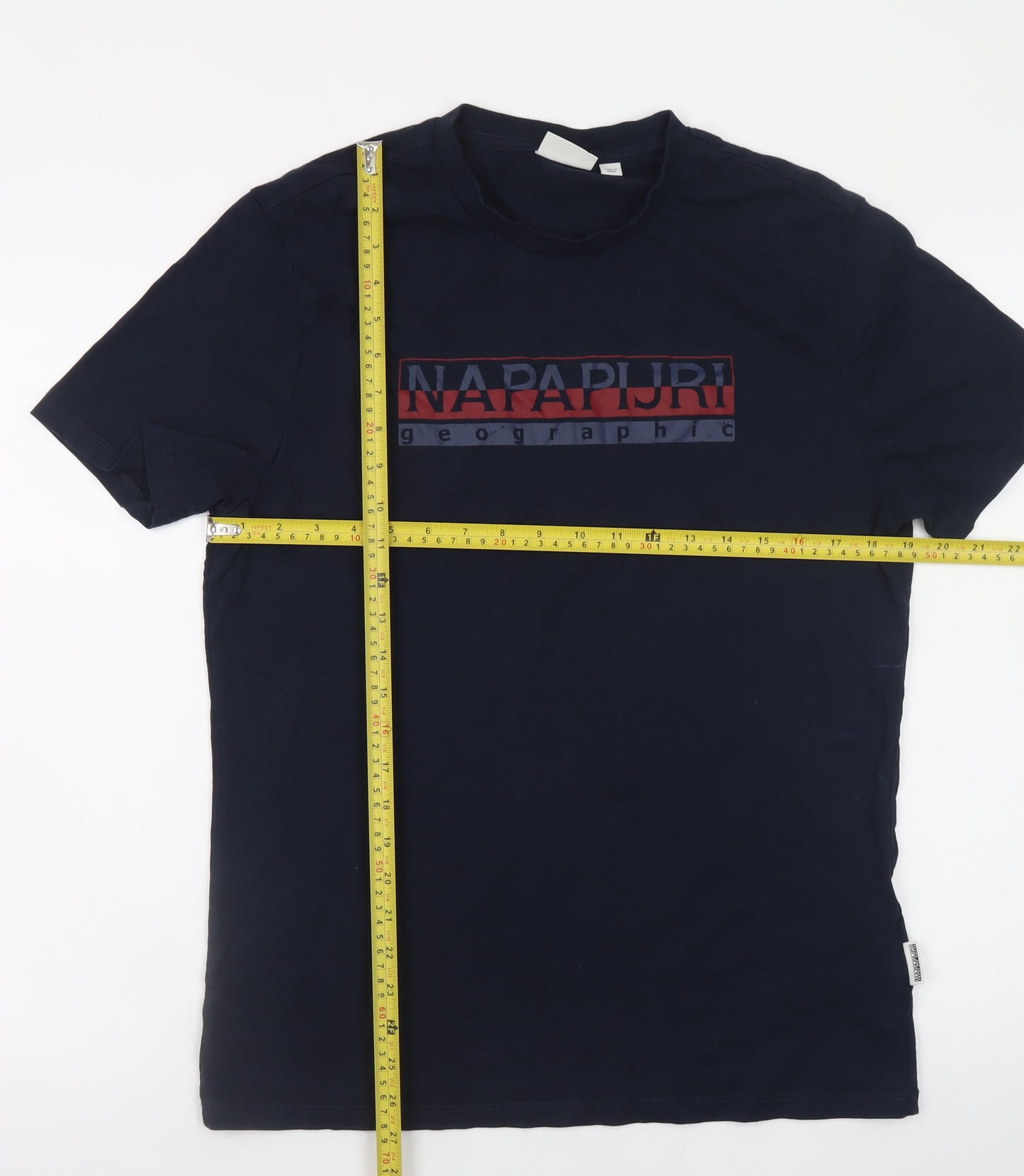 Napapijri Men's Navy Graphic Logo T-Shirt Size L Cotton