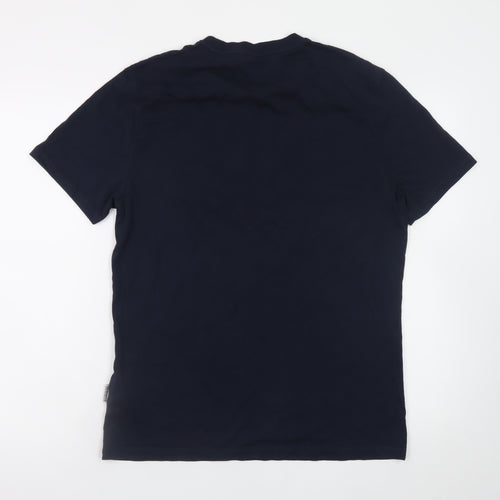 Napapijri Men's Navy Graphic Logo T-Shirt Size L Cotton