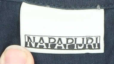 Napapijri Men's Navy Graphic Logo T-Shirt Size L Cotton