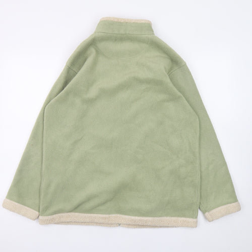 EWM Womens Green Fleece Full Zip Mid-Length Jacket Size 14/16