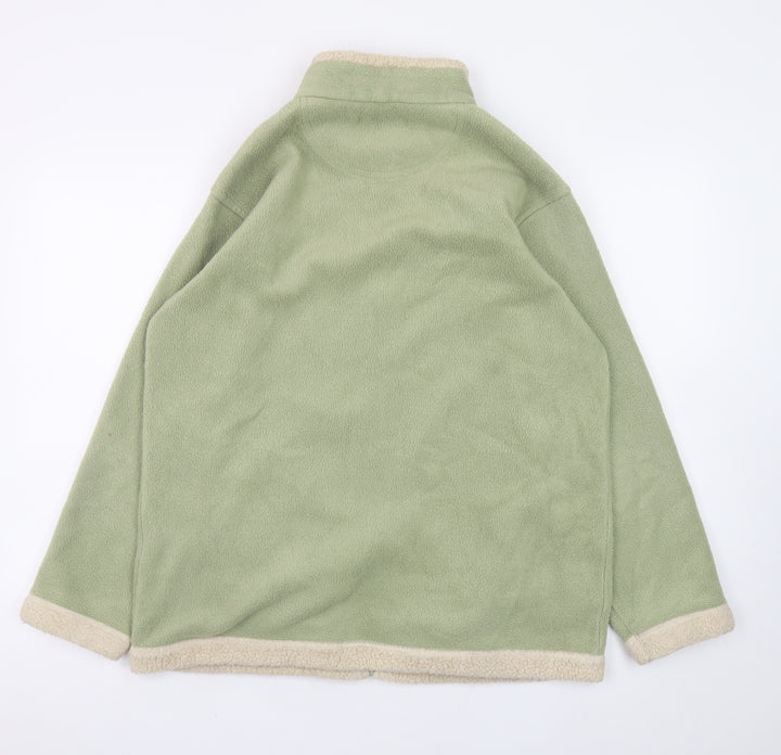 EWM Womens Green Fleece Full Zip Mid-Length Jacket Size 14/16