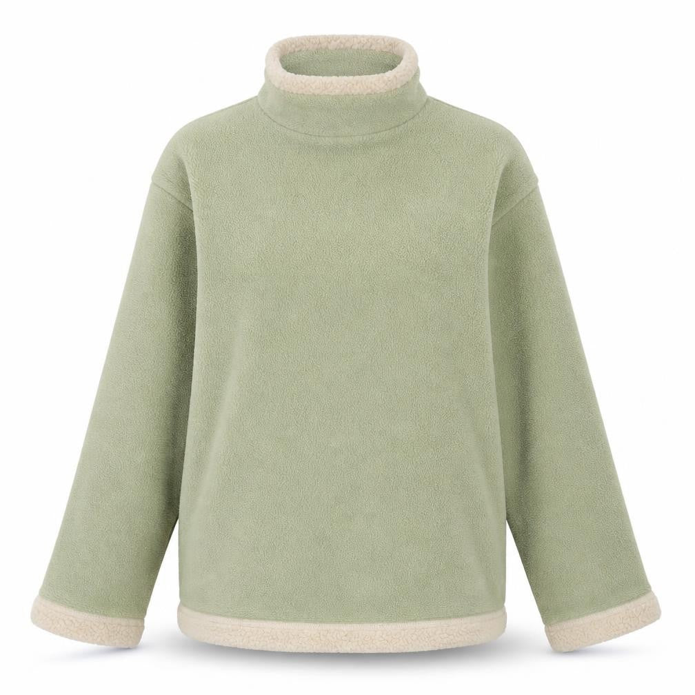Front view of EWM women’s green fleece full zip mid-length jacket, size UK 14/16