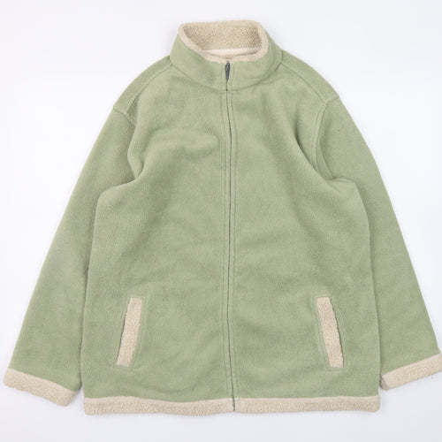 EWM Womens Green Fleece Full Zip Mid-Length Jacket Size 14/16