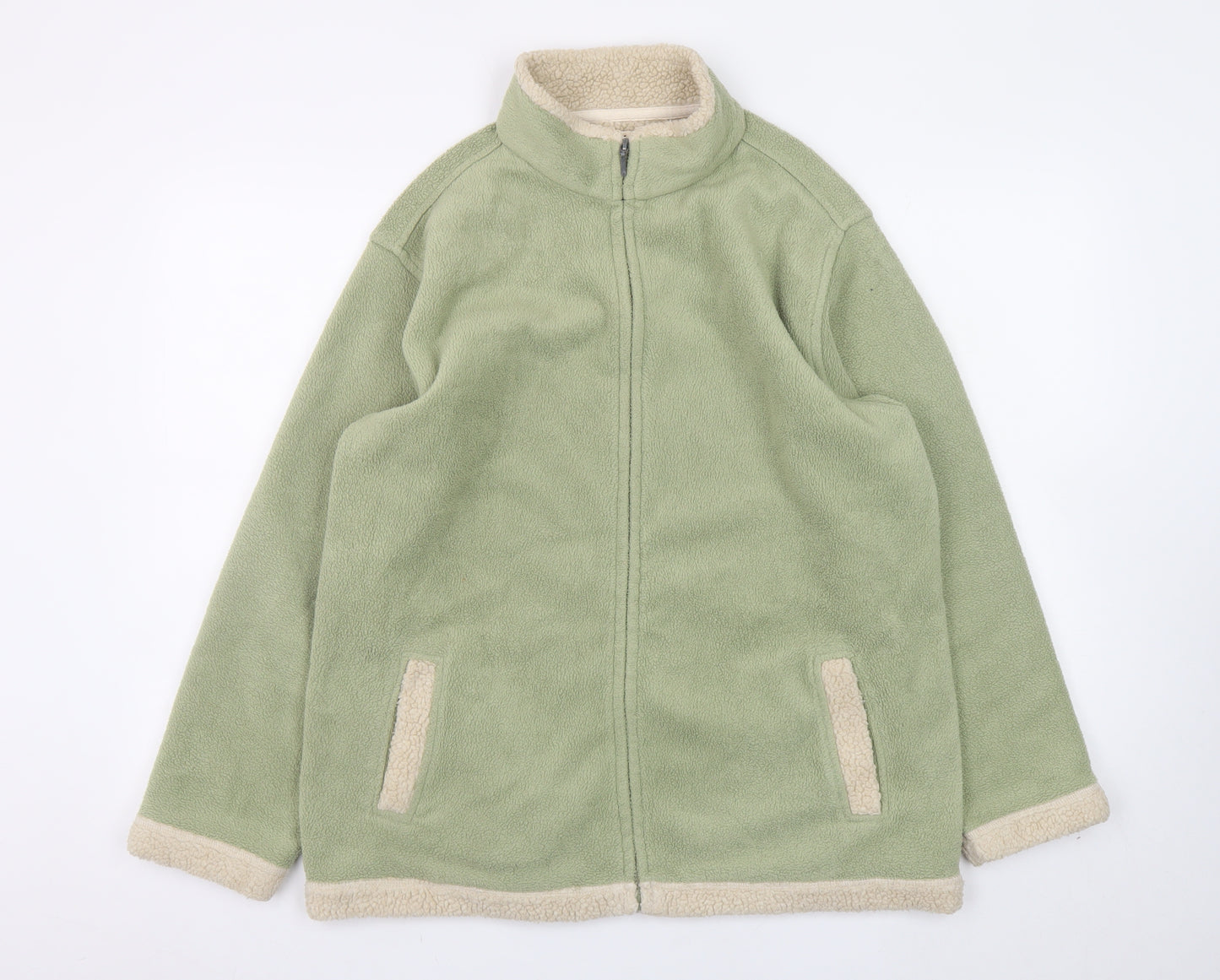 EWM Womens Green Fleece Full Zip Mid-Length Jacket Size 14/16