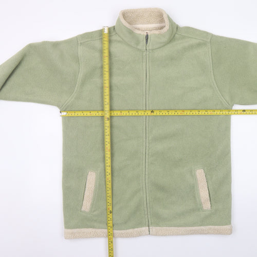 EWM Womens Green Fleece Full Zip Mid-Length Jacket Size 14/16