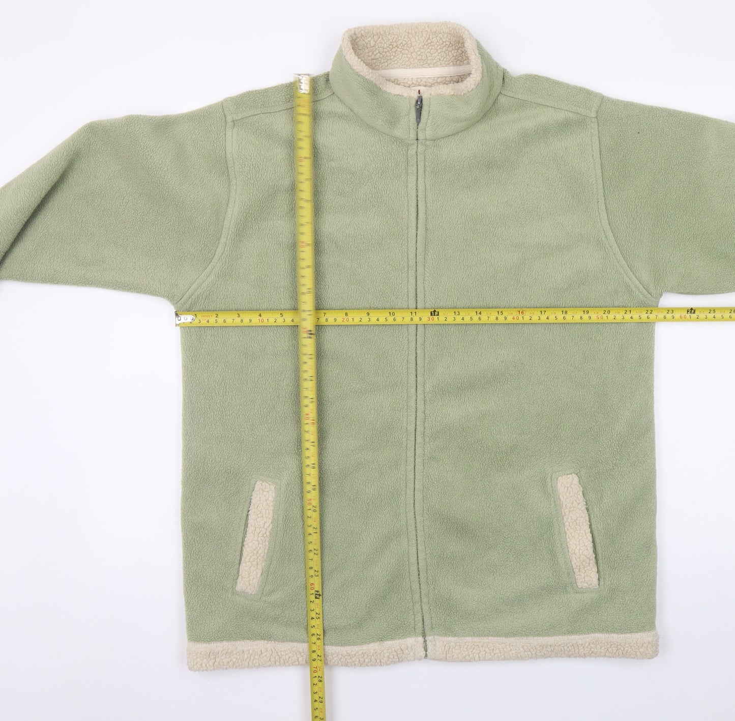 EWM Womens Green Fleece Full Zip Mid-Length Jacket Size 14/16