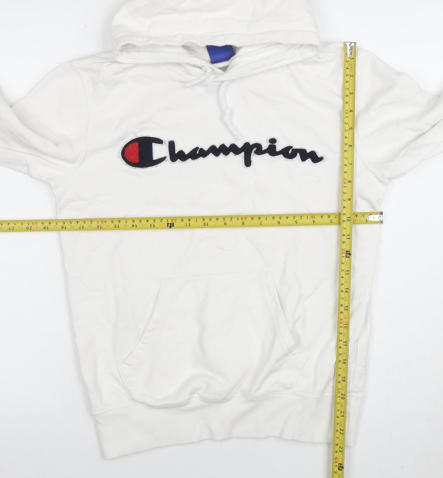Champion Men's White Small Pullover Hoodie with Logo Embroidery