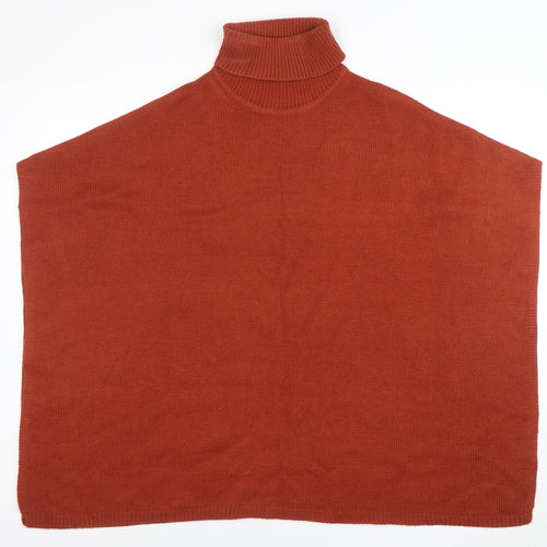 First and I Women’s Brown Roll Neck Knit Cape Jumper One Size