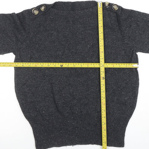Per Una Womens Grey Wool Blend Button Shoulder Jumper Size 14