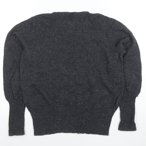Per Una Womens Grey Wool Blend Button Shoulder Jumper Size 14