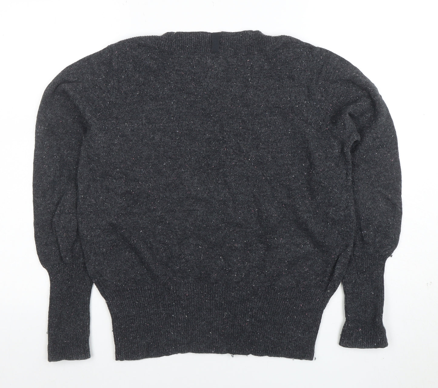 Per Una Womens Grey Wool Blend Button Shoulder Jumper Size 14
