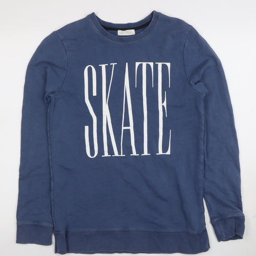 H&M Boys Blue Long Sleeve SKATE Sweatshirt Cotton Blend Size M