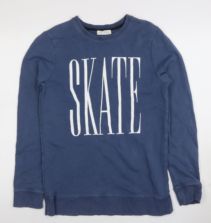 H&M Boys Blue Long Sleeve SKATE Sweatshirt Cotton Blend Size M