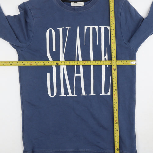 H&M Boys Blue Long Sleeve SKATE Sweatshirt Cotton Blend Size M