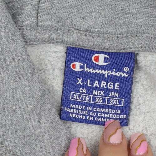 Champion Men's Grey XL Pullover Hoodie with Logo