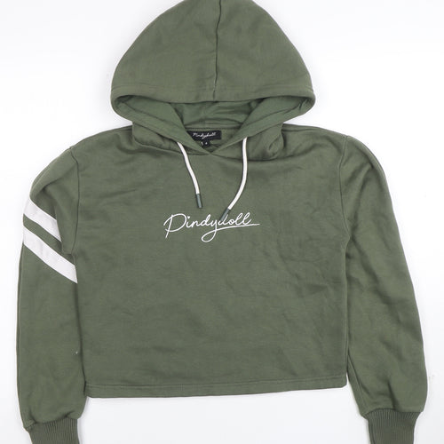 Pindydoll Women's Khaki Green Cropped Hoodie Size 8 Cotton Blend