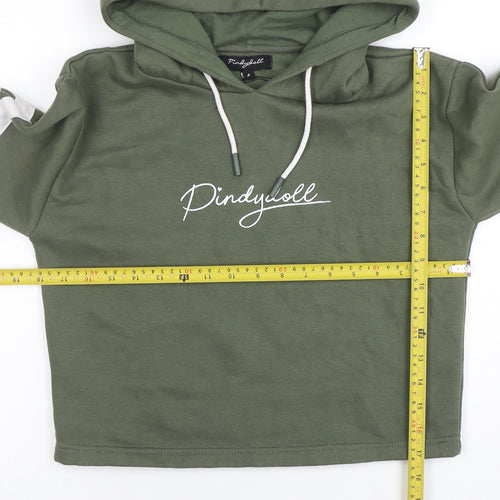 Pindydoll Women's Khaki Green Cropped Hoodie Size 8 Cotton Blend