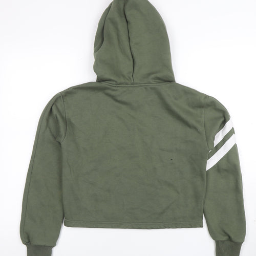 Pindydoll Women's Khaki Green Cropped Hoodie Size 8 Cotton Blend
