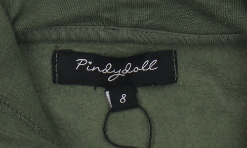 Pindydoll Women's Khaki Green Cropped Hoodie Size 8 Cotton Blend