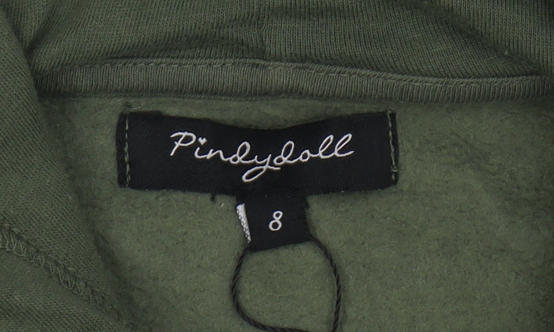 Pindydoll Women's Khaki Green Cropped Hoodie Size 8 Cotton Blend