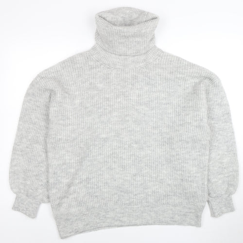 Gallery Women Grey Roll Neck Long Sleeve Pullover Jumper Size L