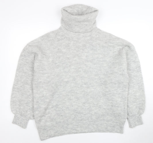 Gallery Women Grey Roll Neck Long Sleeve Pullover Jumper Size L
