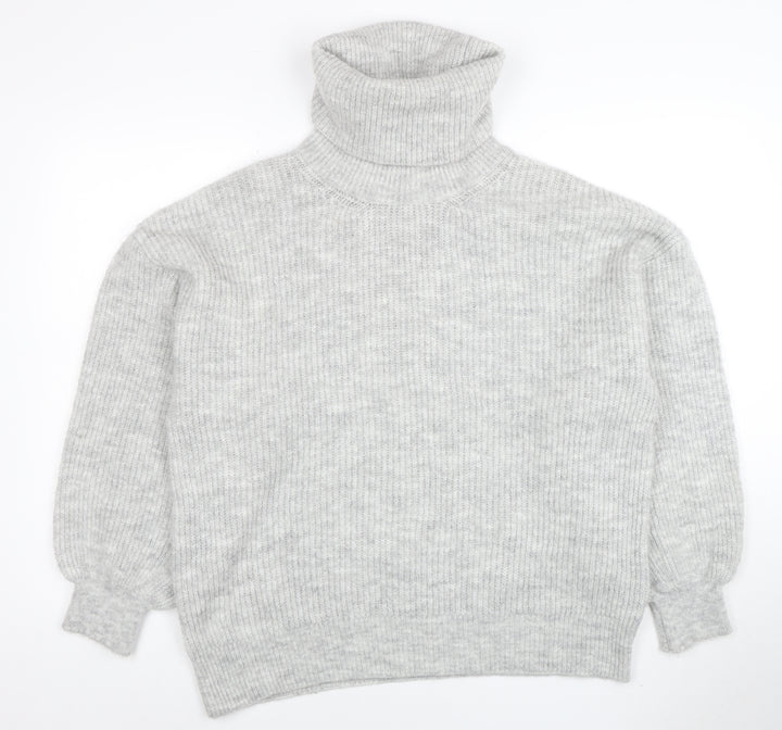 Gallery Women Grey Roll Neck Long Sleeve Pullover Jumper Size L