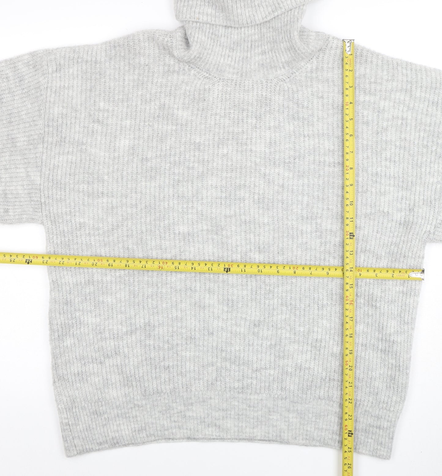 Gallery Women Grey Roll Neck Long Sleeve Pullover Jumper Size L